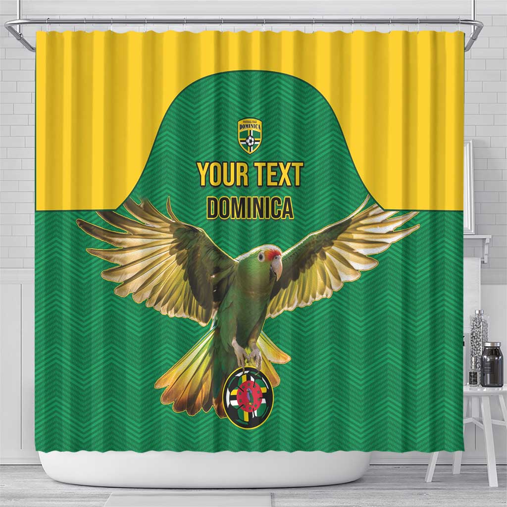 Custom Dominica Football Shower Curtain Sisserou Parrot Green Color