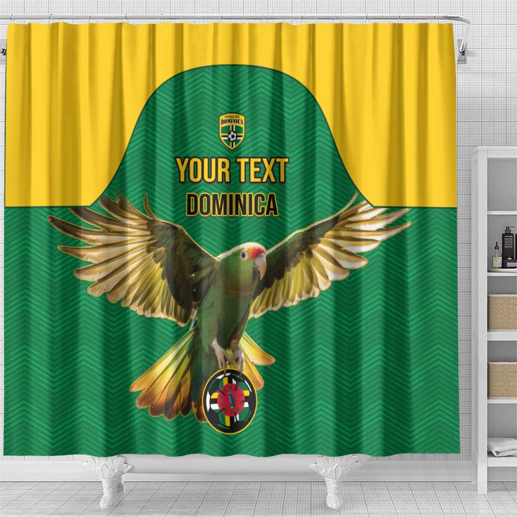 Custom Dominica Football Shower Curtain Sisserou Parrot Green Color