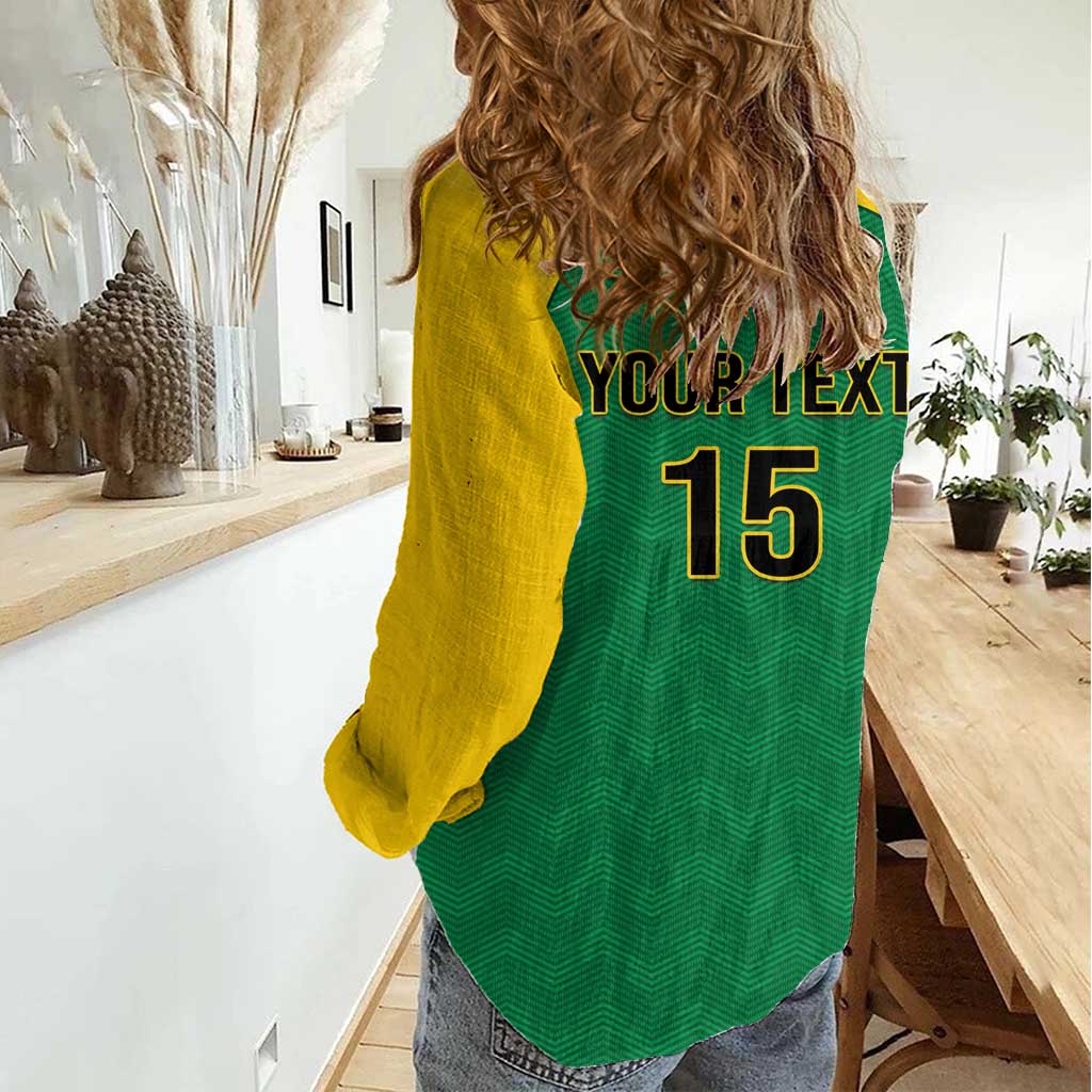 Custom Dominica Football Women Casual Shirt Sisserou Parrot Green Color - Wonder Print Shop