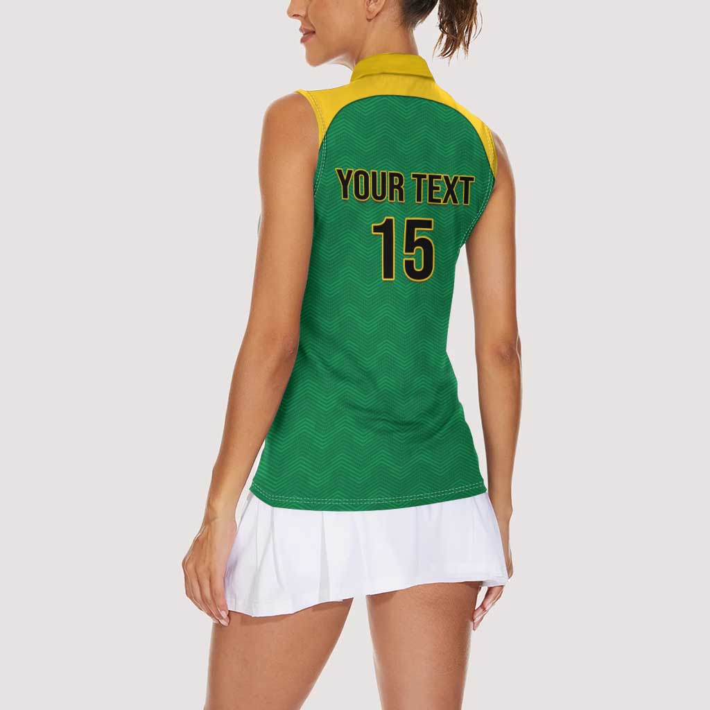 Custom Dominica Football Women Sleeveless Polo Shirt Sisserou Parrot Green Color - Wonder Print Shop