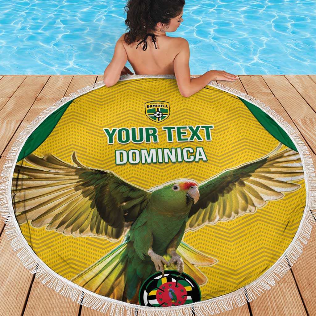 Custom Dominica Football Beach Blanket Sisserou Parrot Yellow Color - Wonder Print Shop