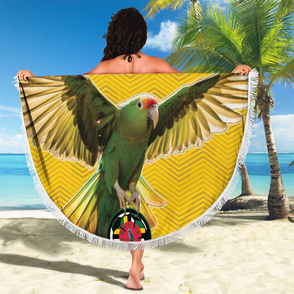 Custom Dominica Football Beach Blanket Sisserou Parrot Yellow Color - Wonder Print Shop