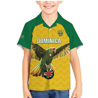 Custom Dominica Football Family Matching Mermaid Dress and Hawaiian Shirt Sisserou Parrot Yellow Color - Wonder Print Shop