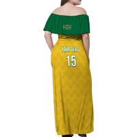 Custom Dominica Football Family Matching Off Shoulder Maxi Dress and Hawaiian Shirt Sisserou Parrot Yellow Color - Wonder Print Shop