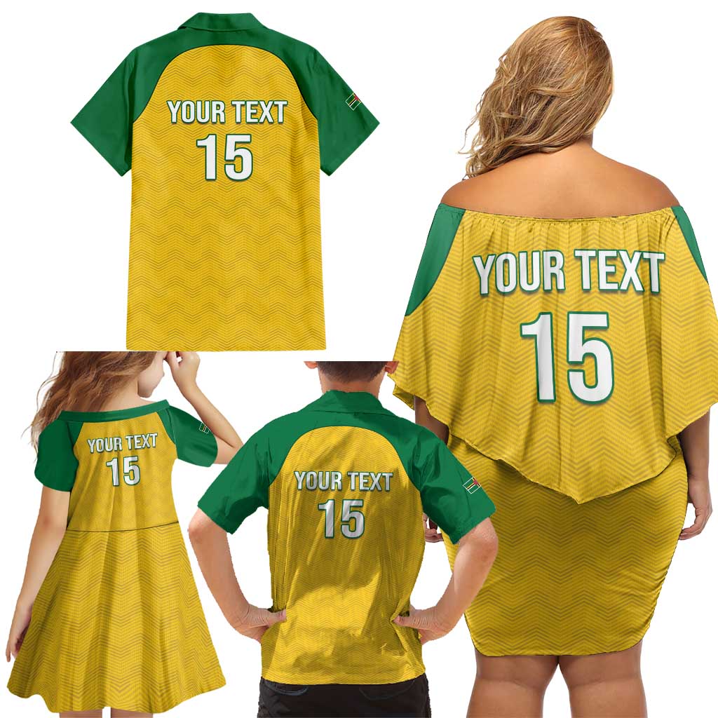 Custom Dominica Football Family Matching Off Shoulder Short Dress and Hawaiian Shirt Sisserou Parrot Yellow Color - Wonder Print Shop