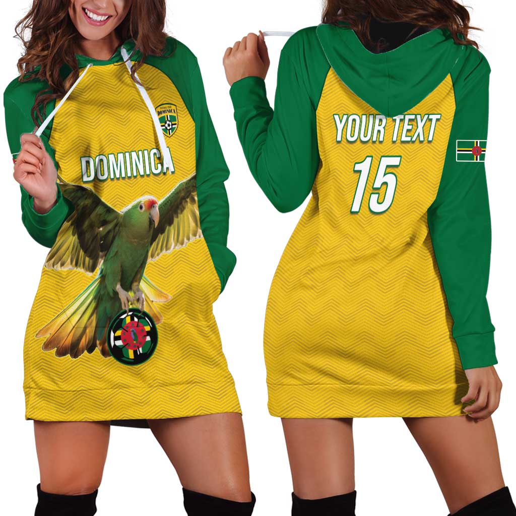 Custom Dominica Football Hoodie Dress Sisserou Parrot Yellow Color - Wonder Print Shop