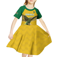 Custom Dominica Football Kid Short Sleeve Dress Sisserou Parrot Yellow Color - Wonder Print Shop