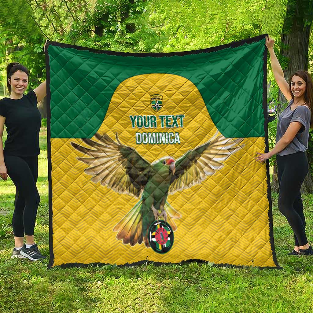 Custom Dominica Football Quilt Sisserou Parrot Yellow Color - Wonder Print Shop