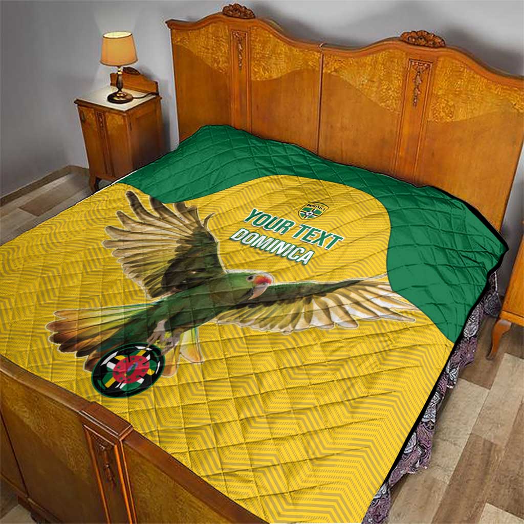 Custom Dominica Football Quilt Sisserou Parrot Yellow Color - Wonder Print Shop