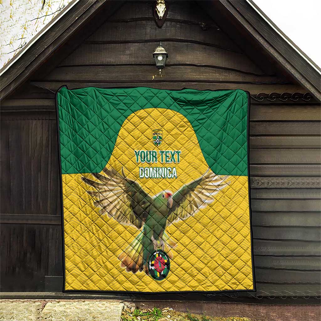 Custom Dominica Football Quilt Sisserou Parrot Yellow Color - Wonder Print Shop