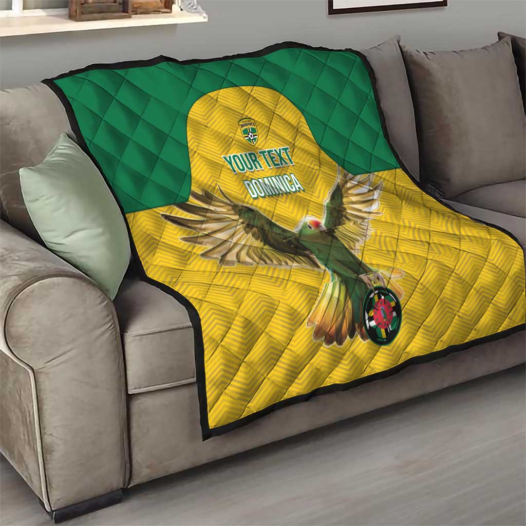 Custom Dominica Football Quilt Sisserou Parrot Yellow Color - Wonder Print Shop