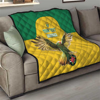 Custom Dominica Football Quilt Sisserou Parrot Yellow Color - Wonder Print Shop