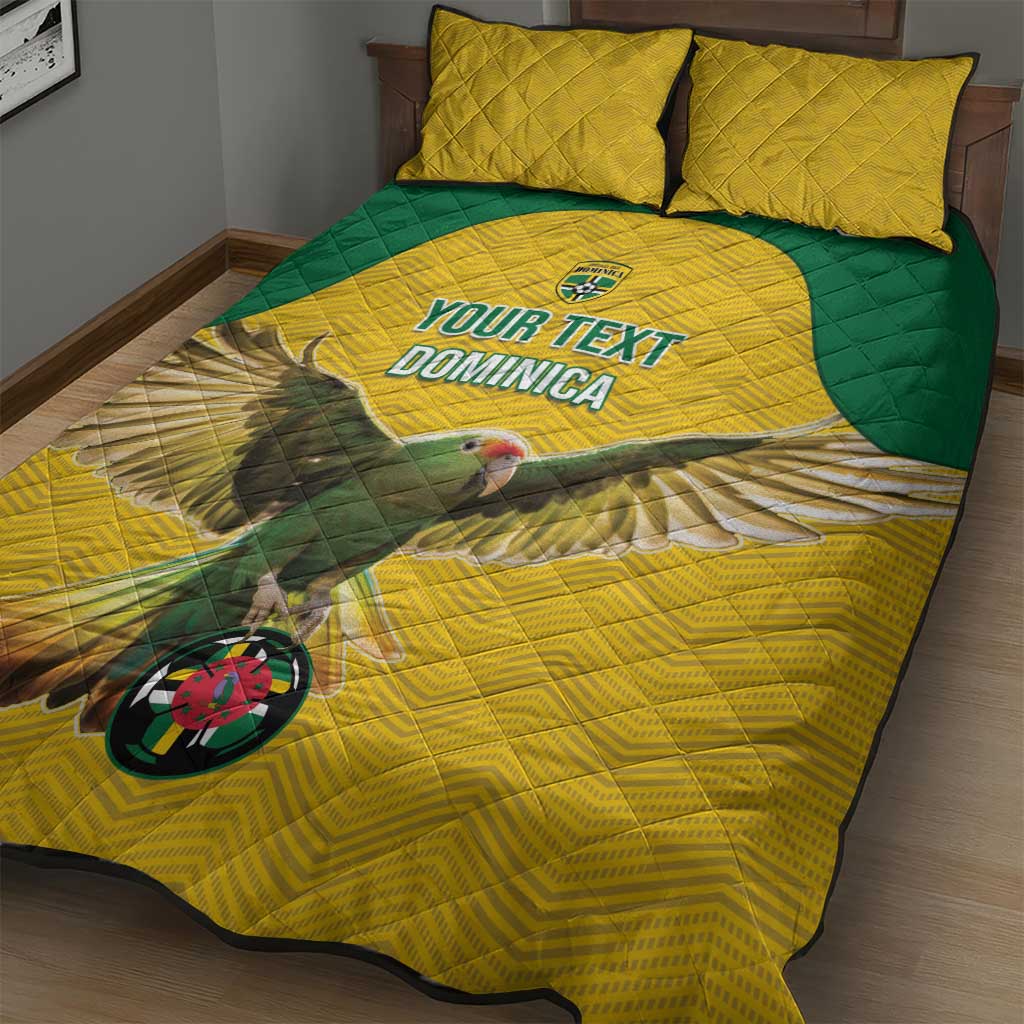 Custom Dominica Football Quilt Bed Set Sisserou Parrot Yellow Color - Wonder Print Shop