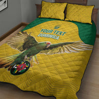 Custom Dominica Football Quilt Bed Set Sisserou Parrot Yellow Color - Wonder Print Shop