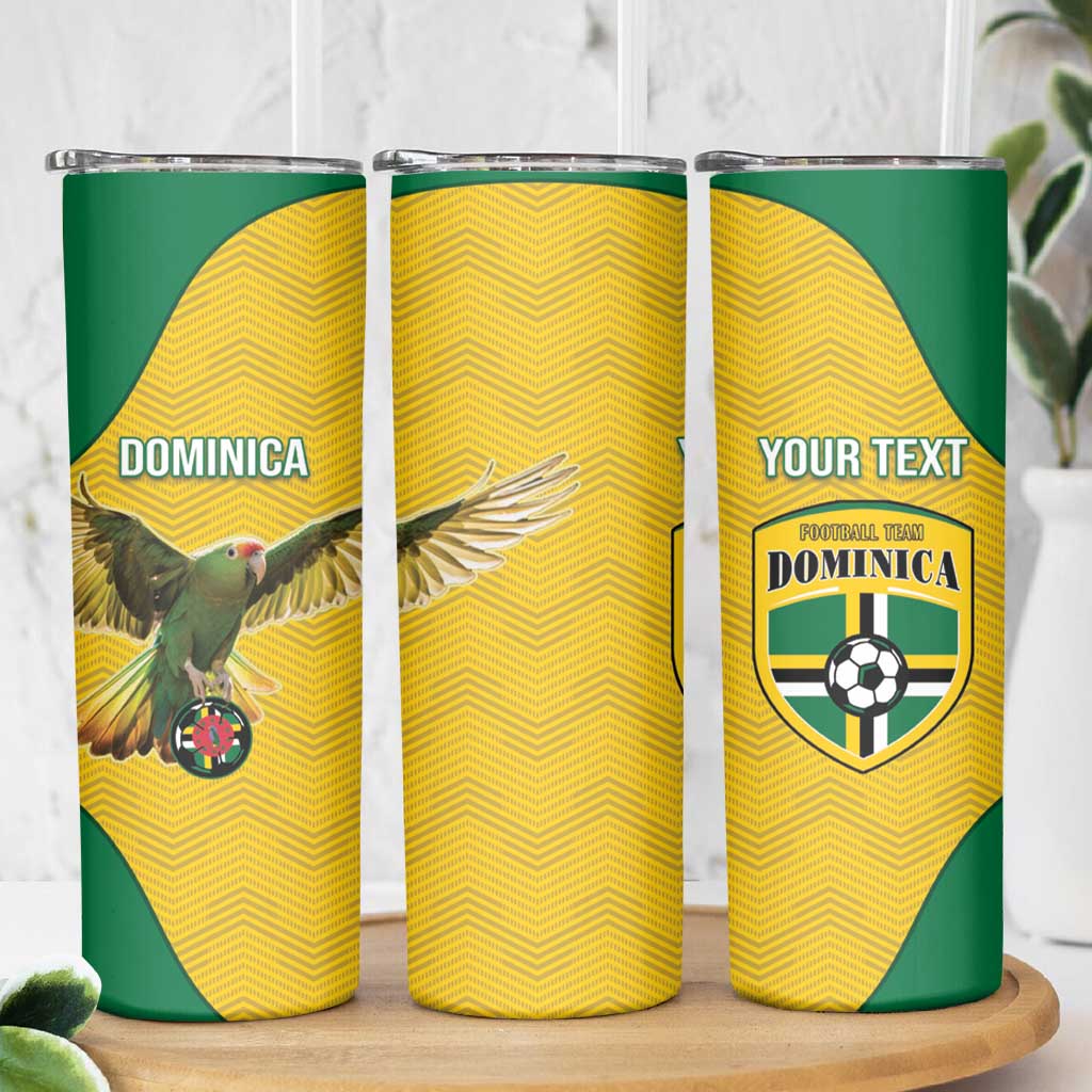 Custom Dominica Football Skinny Tumbler Sisserou Parrot Yellow Color - Wonder Print Shop