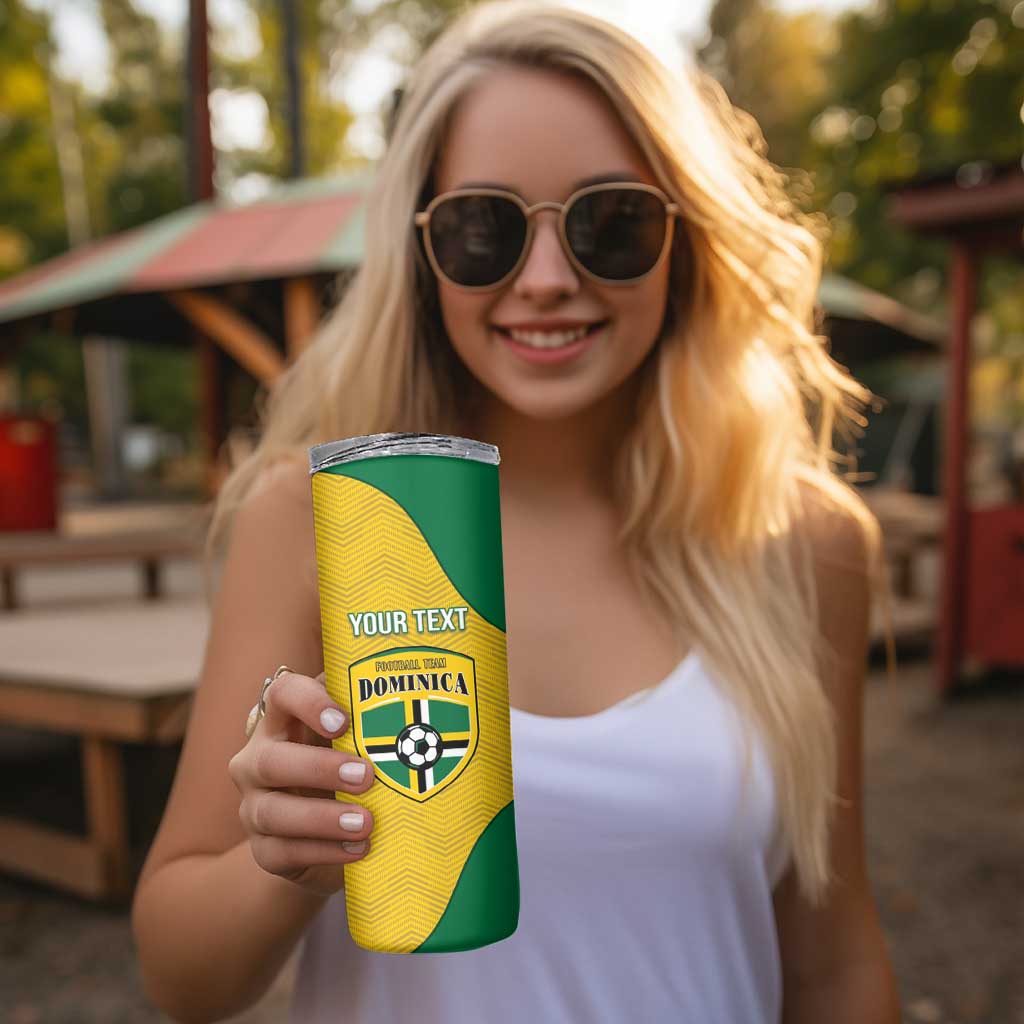 Custom Dominica Football Skinny Tumbler Sisserou Parrot Yellow Color - Wonder Print Shop