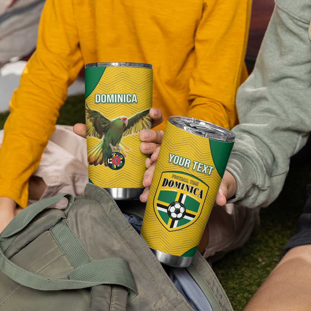 Custom Dominica Football Tumbler Cup Sisserou Parrot Yellow Color - Wonder Print Shop