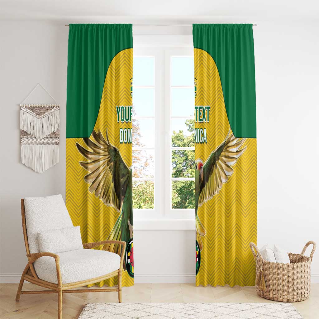 Custom Dominica Football Window Curtain Sisserou Parrot Yellow Color - Wonder Print Shop