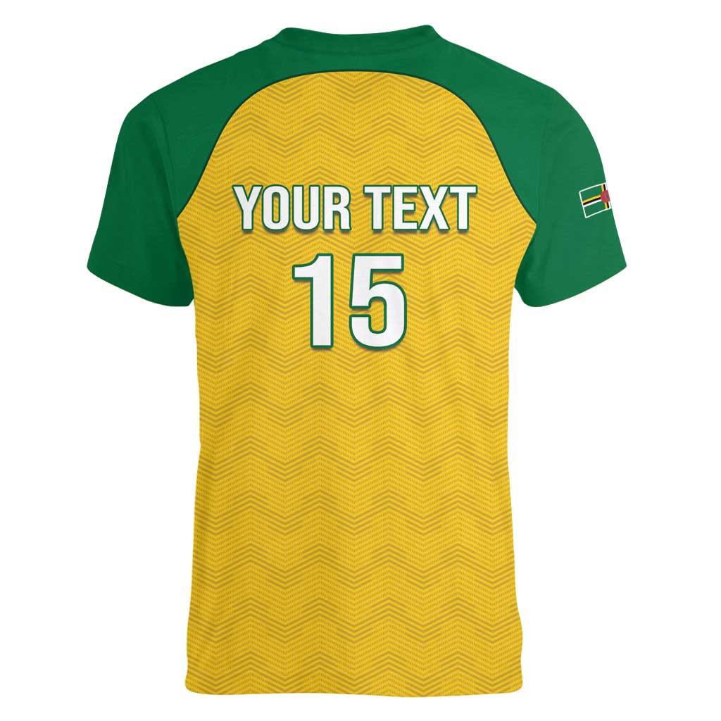 Custom Dominica Football Women V-Neck T-Shirt Sisserou Parrot Yellow Color - Wonder Print Shop