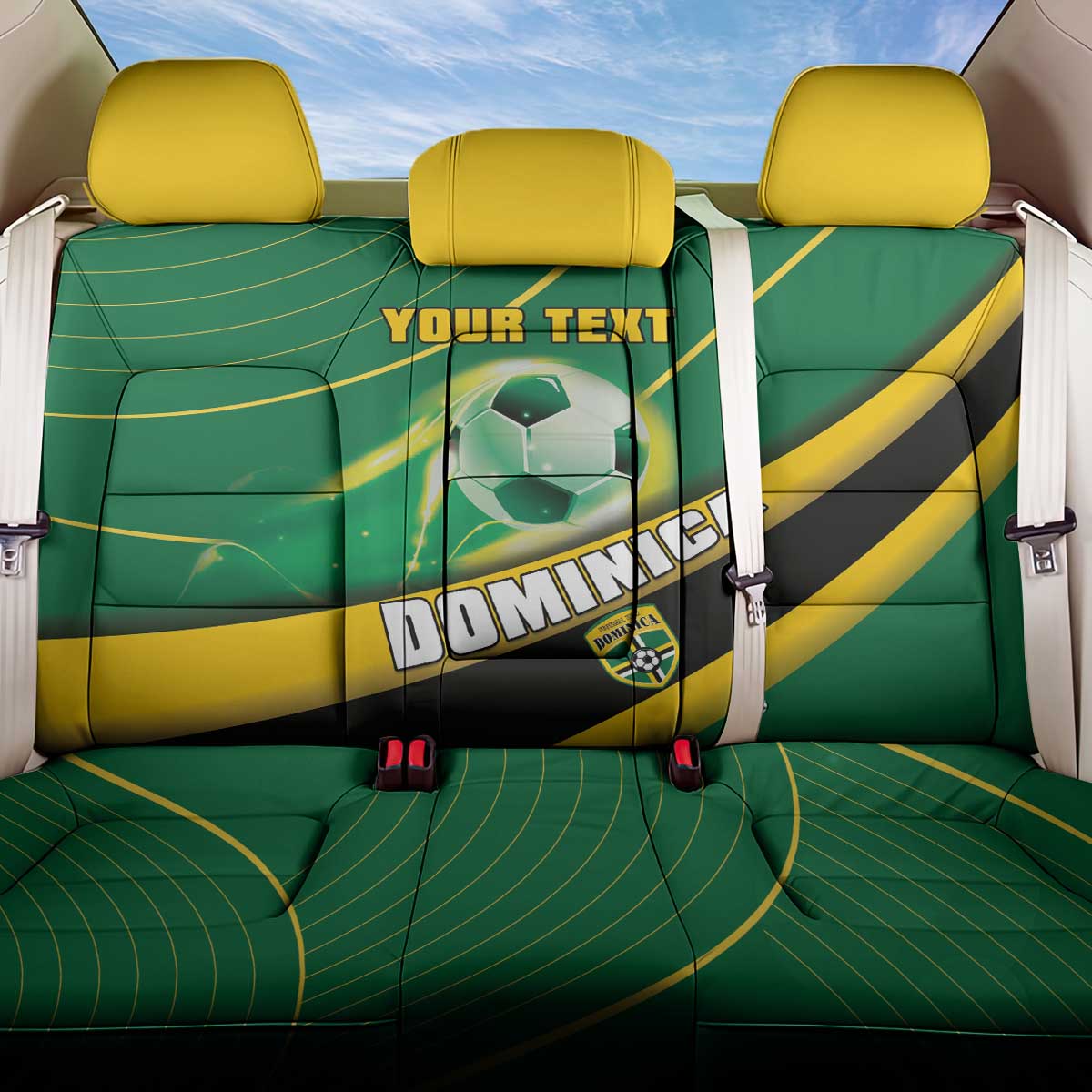 Personalised Dominica Football Back Car Seat Cover Sporty Style - Wonder Print Shop