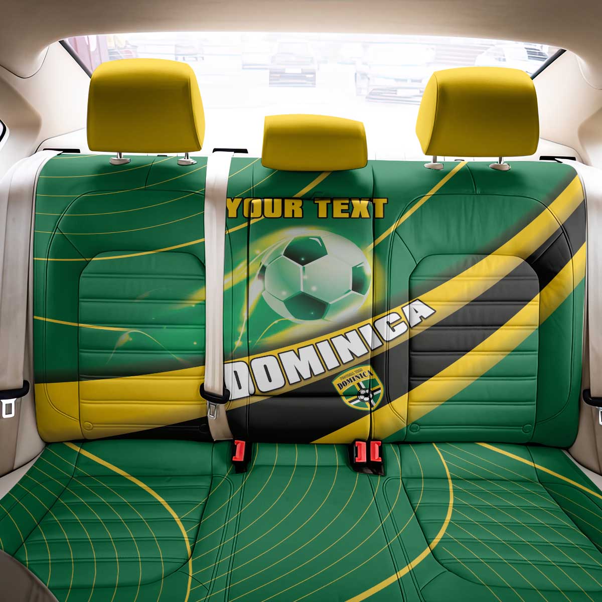 Personalised Dominica Football Back Car Seat Cover Sporty Style - Wonder Print Shop