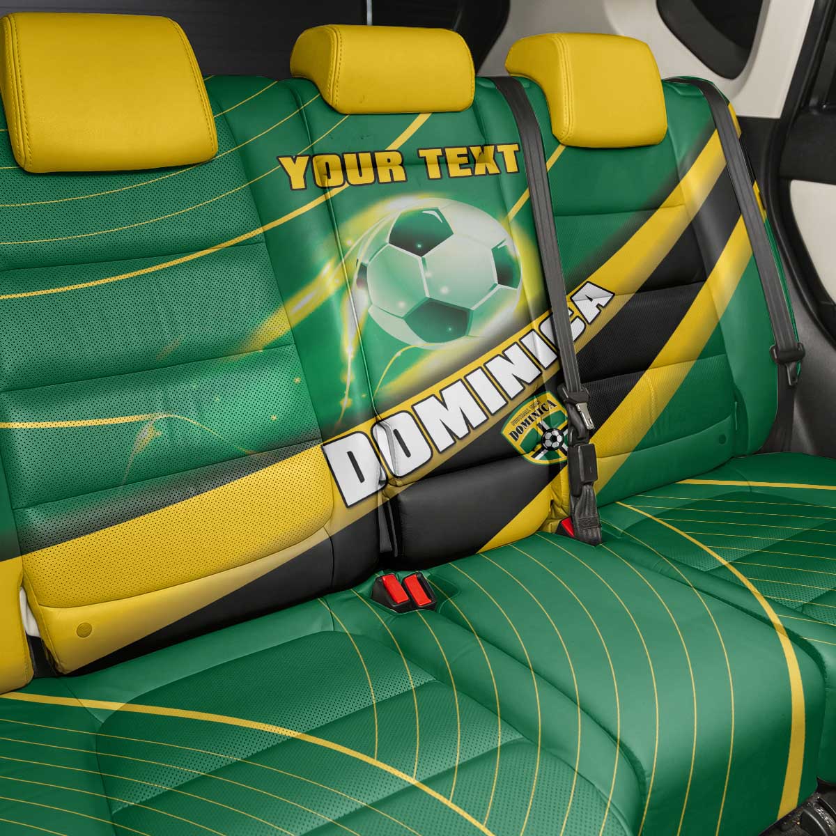 Personalised Dominica Football Back Car Seat Cover Sporty Style - Wonder Print Shop