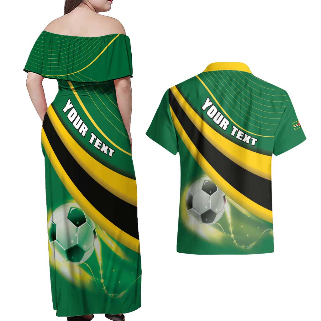 Personalised Dominica Football Couples Matching Off Shoulder Maxi Dress and Hawaiian Shirt Sporty Style - Wonder Print Shop