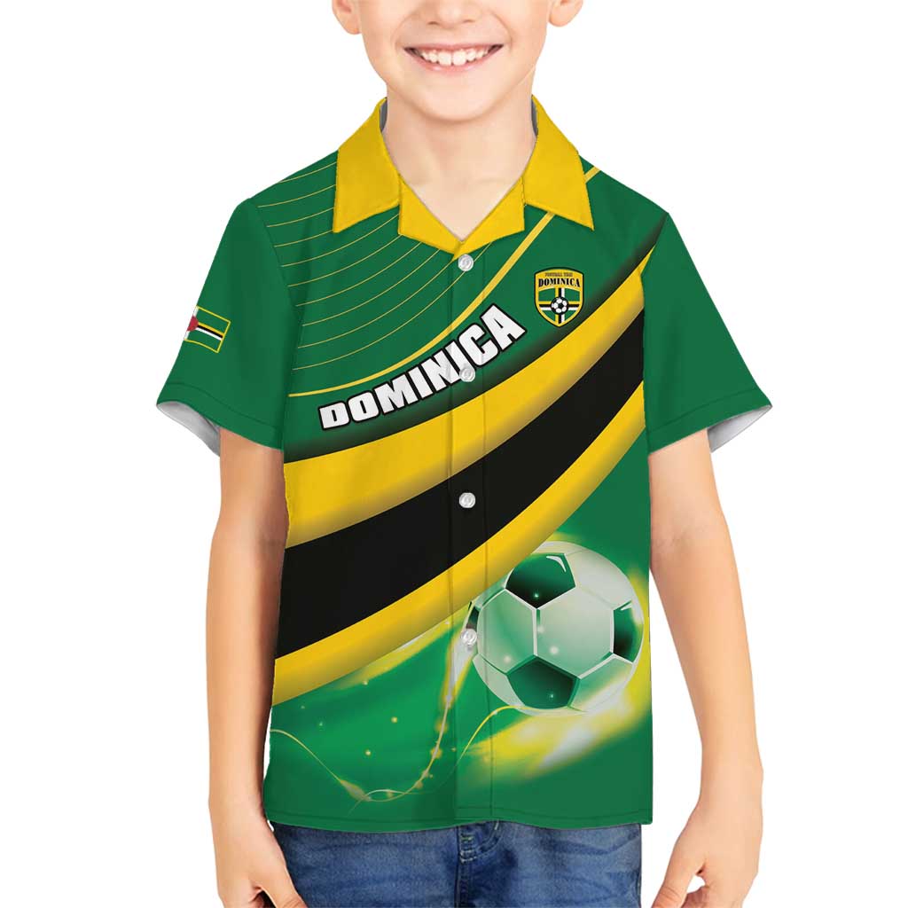 Personalised Dominica Football Family Matching Long Sleeve Bodycon Dress and Hawaiian Shirt Sporty Style - Wonder Print Shop