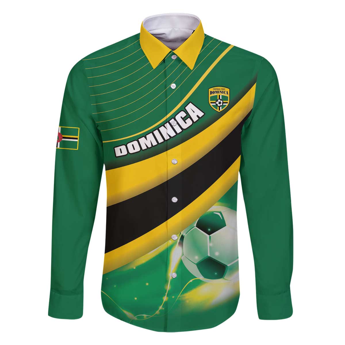 Personalised Dominica Football Family Matching Off The Shoulder Long Sleeve Dress and Hawaiian Shirt Sporty Style - Wonder Print Shop