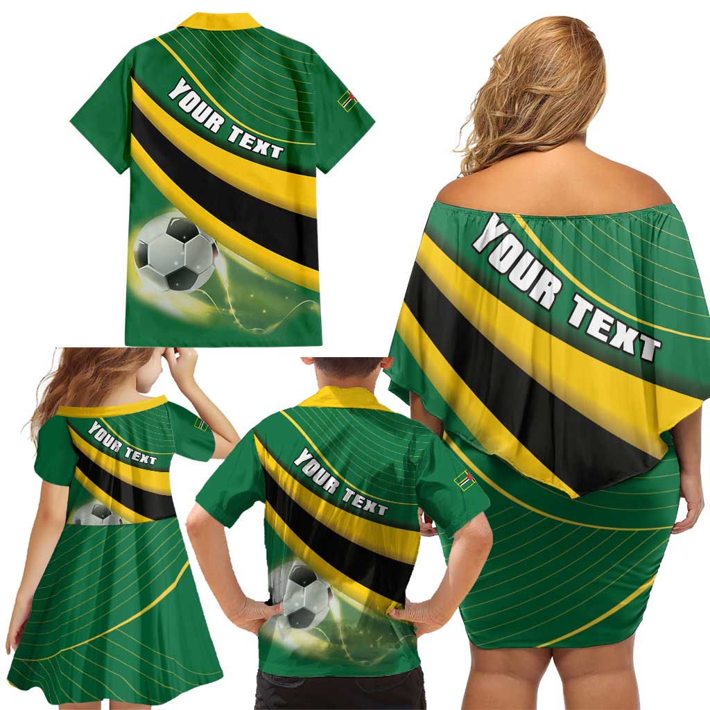 Personalised Dominica Football Family Matching Off Shoulder Short Dress and Hawaiian Shirt Sporty Style - Wonder Print Shop