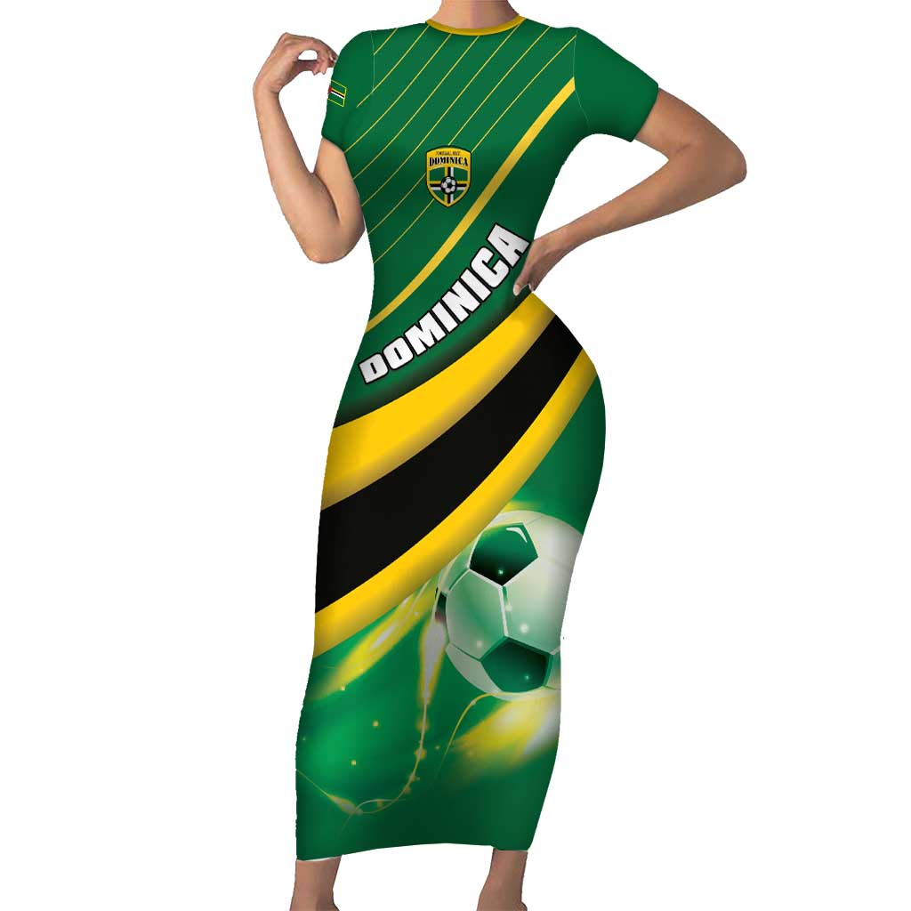 Personalised Dominica Football Family Matching Short Sleeve Bodycon Dress and Hawaiian Shirt Sporty Style - Wonder Print Shop