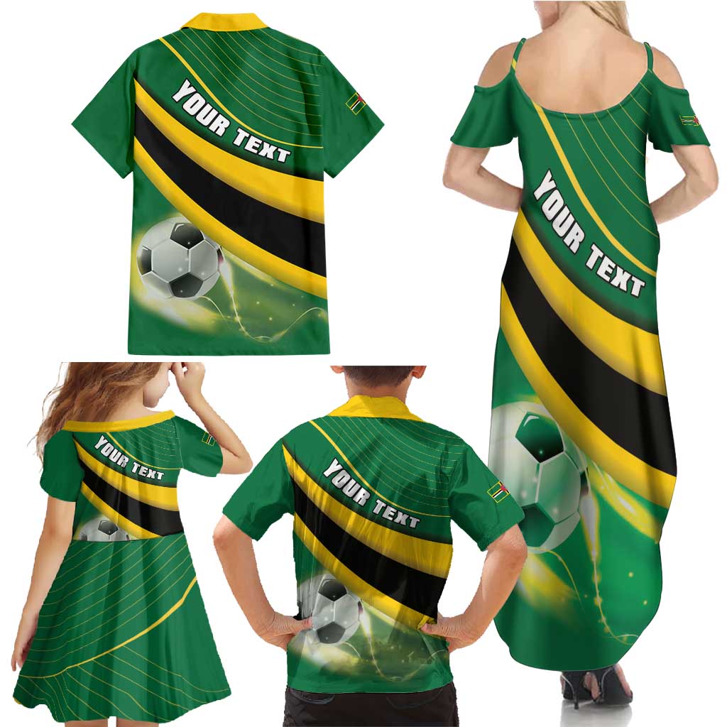 Personalised Dominica Football Family Matching Summer Maxi Dress and Hawaiian Shirt Sporty Style - Wonder Print Shop