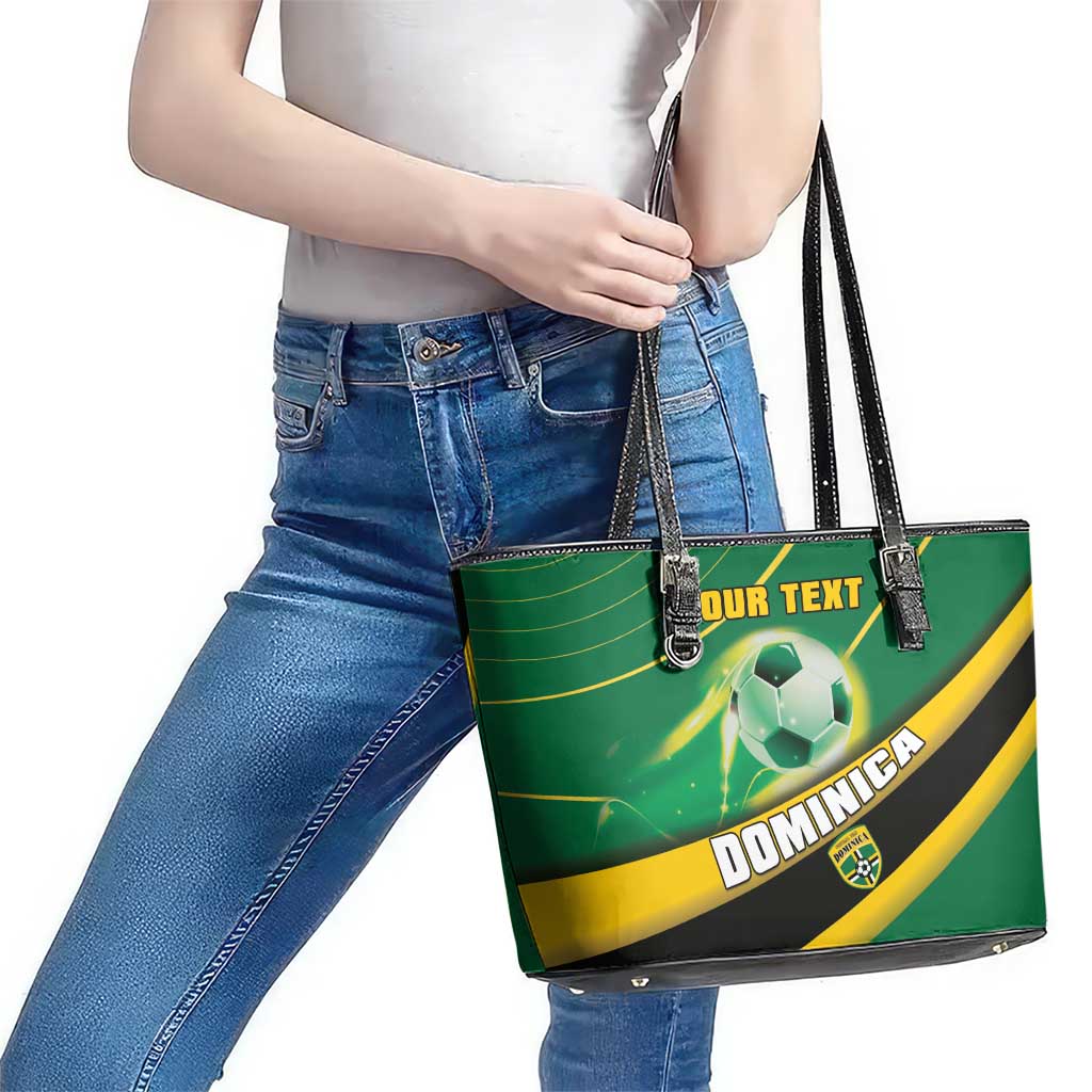 Personalised Dominica Football Leather Tote Bag Sporty Style - Wonder Print Shop