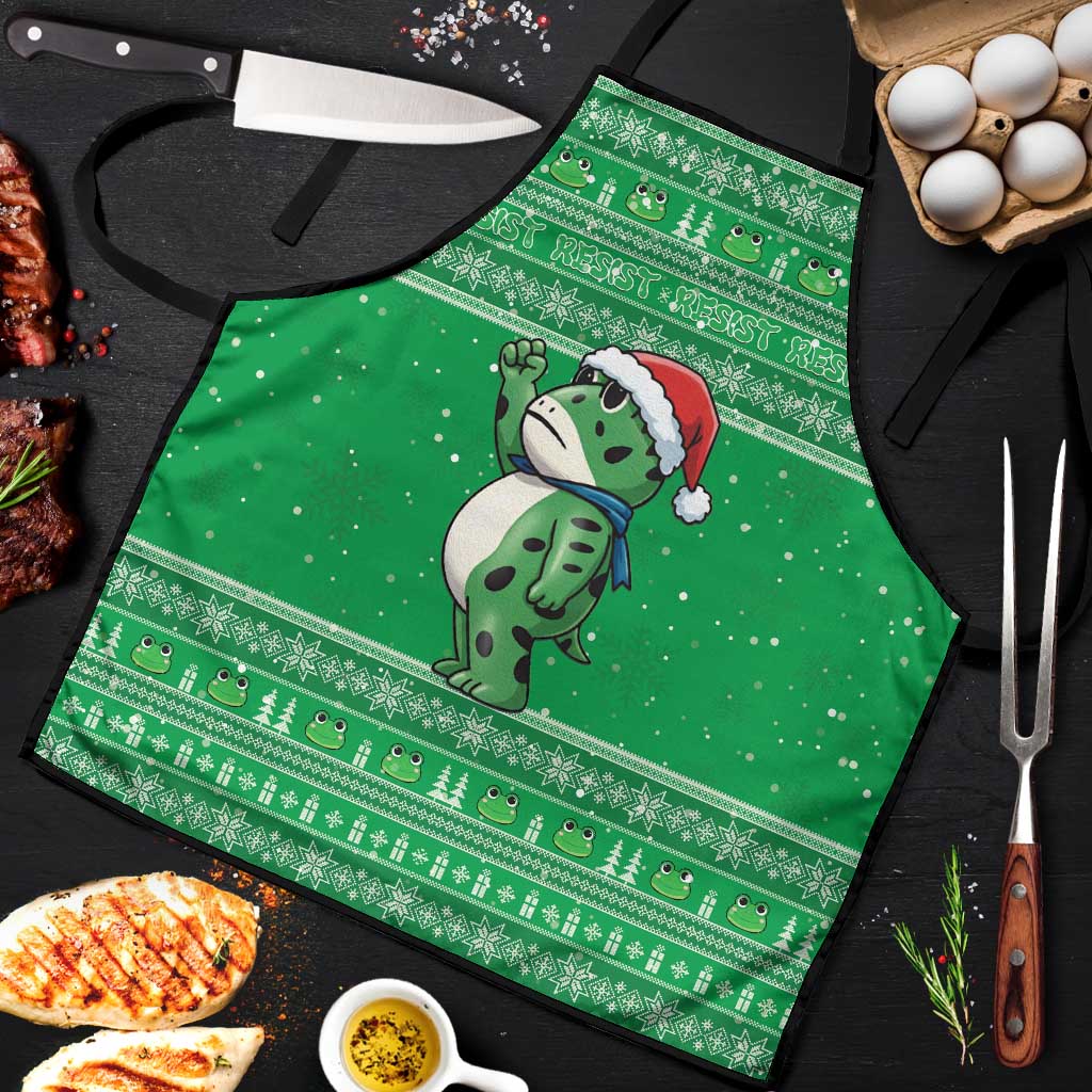 Funny Christmas Portland Frog Protest Apron Merry Frog-mas - Wonder Print Shop