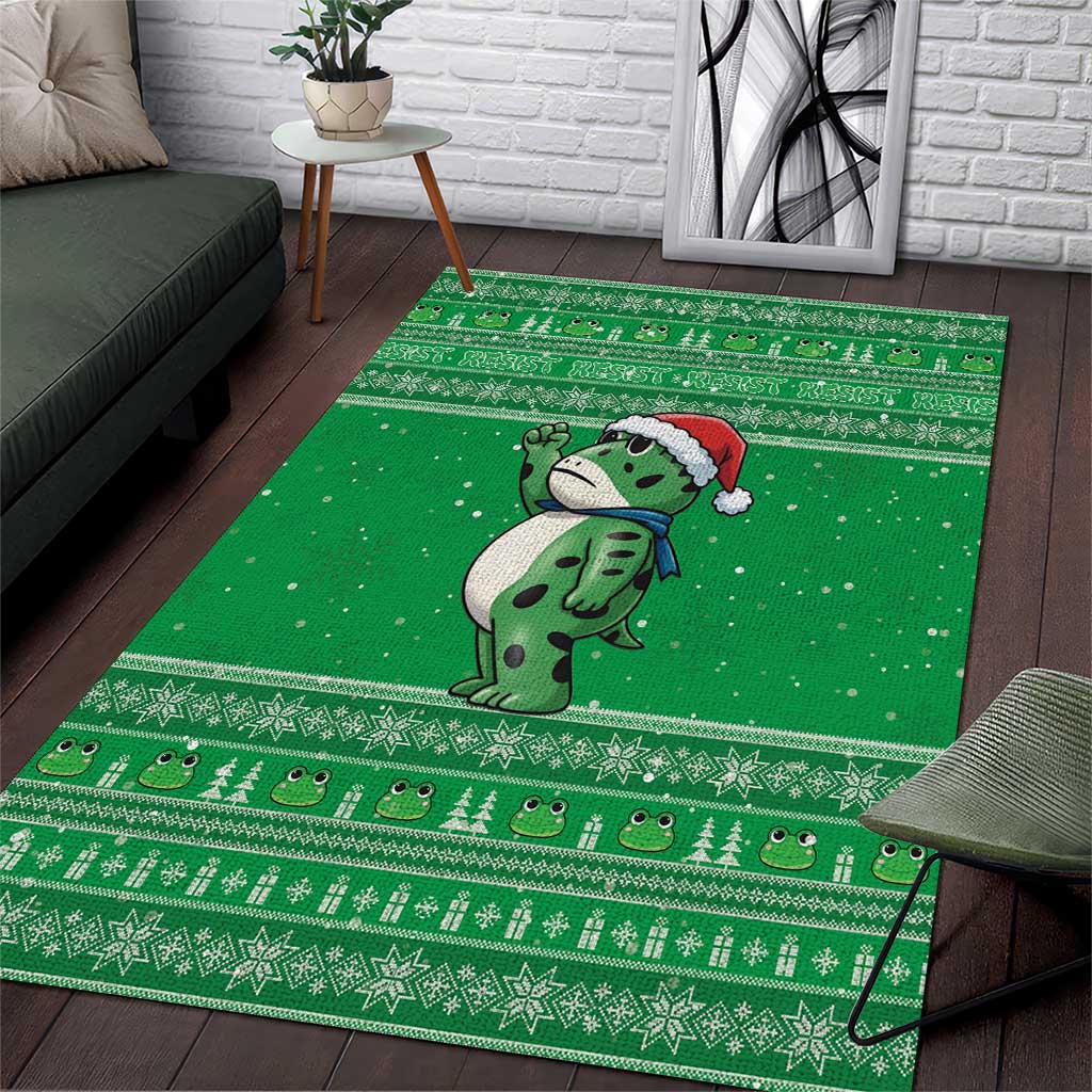 Funny Christmas Portland Frog Protest Area Rug Merry Frog-mas - Wonder Print Shop