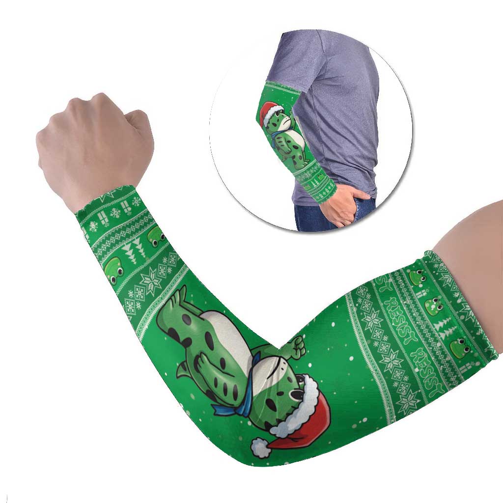 Funny Christmas Portland Frog Protest Arm Sleeves Merry Frog-mas - Wonder Print Shop
