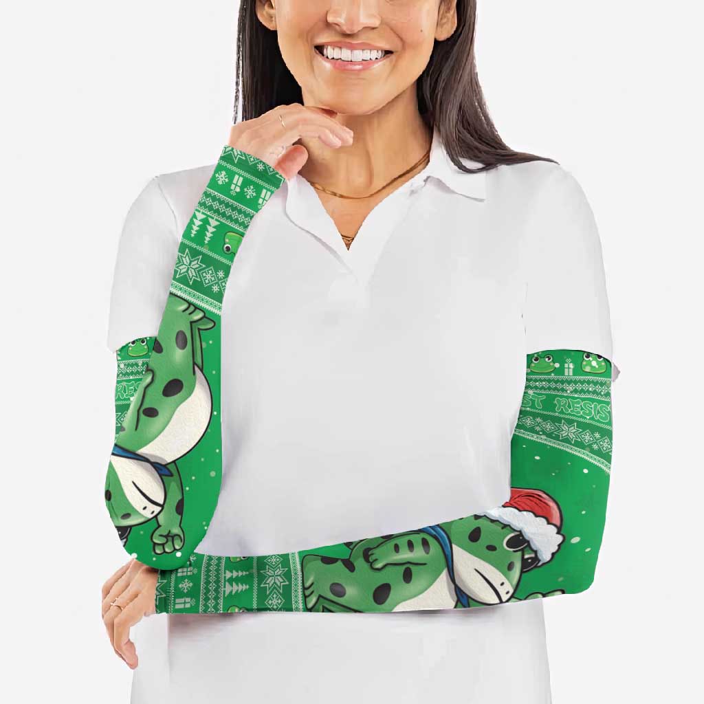 Funny Christmas Portland Frog Protest Arm Sleeves Merry Frog-mas - Wonder Print Shop