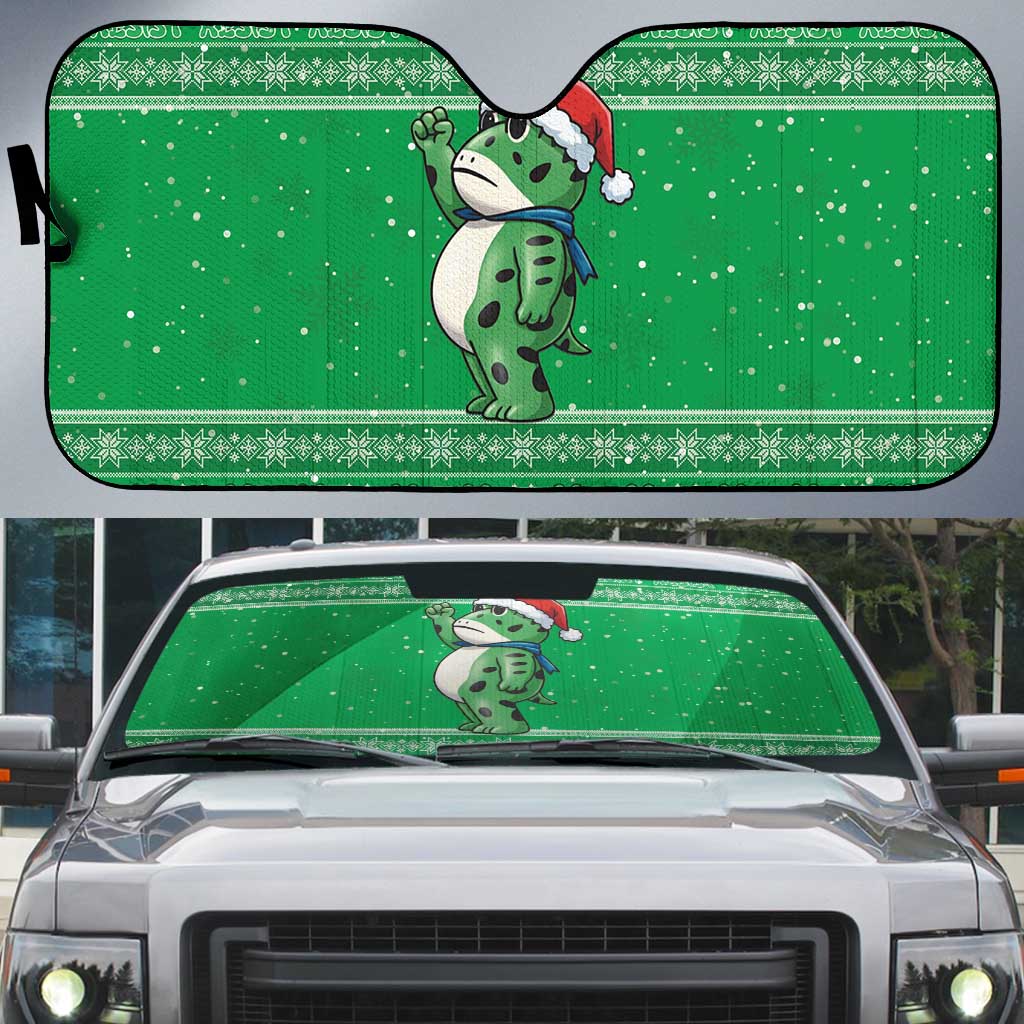 Funny Christmas Portland Frog Protest Auto Sun Shade Merry Frog-mas - Wonder Print Shop