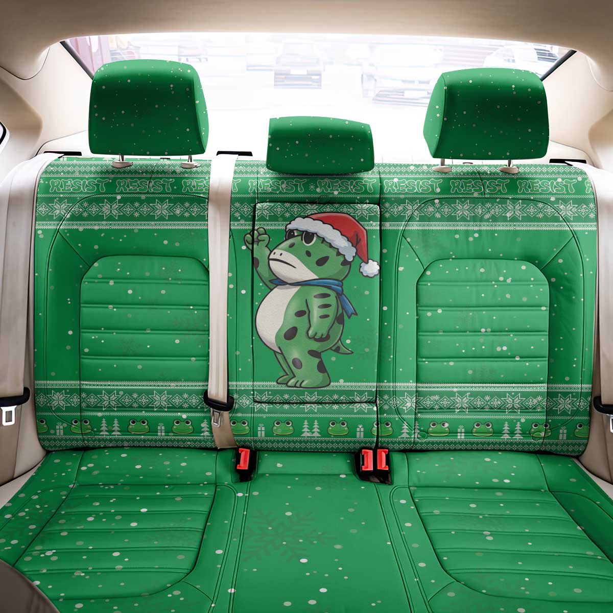 Funny Christmas Portland Frog Protest Back Car Seat Cover Merry Frog-mas - Wonder Print Shop