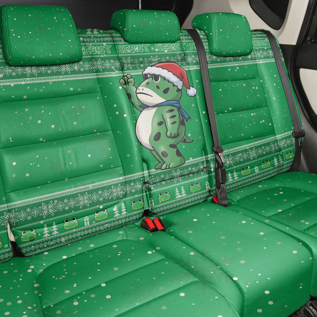 Funny Christmas Portland Frog Protest Back Car Seat Cover Merry Frog-mas - Wonder Print Shop