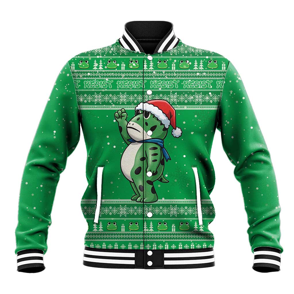 Funny Christmas Portland Frog Protest Baseball Jacket Merry Frog-mas - Wonder Print Shop