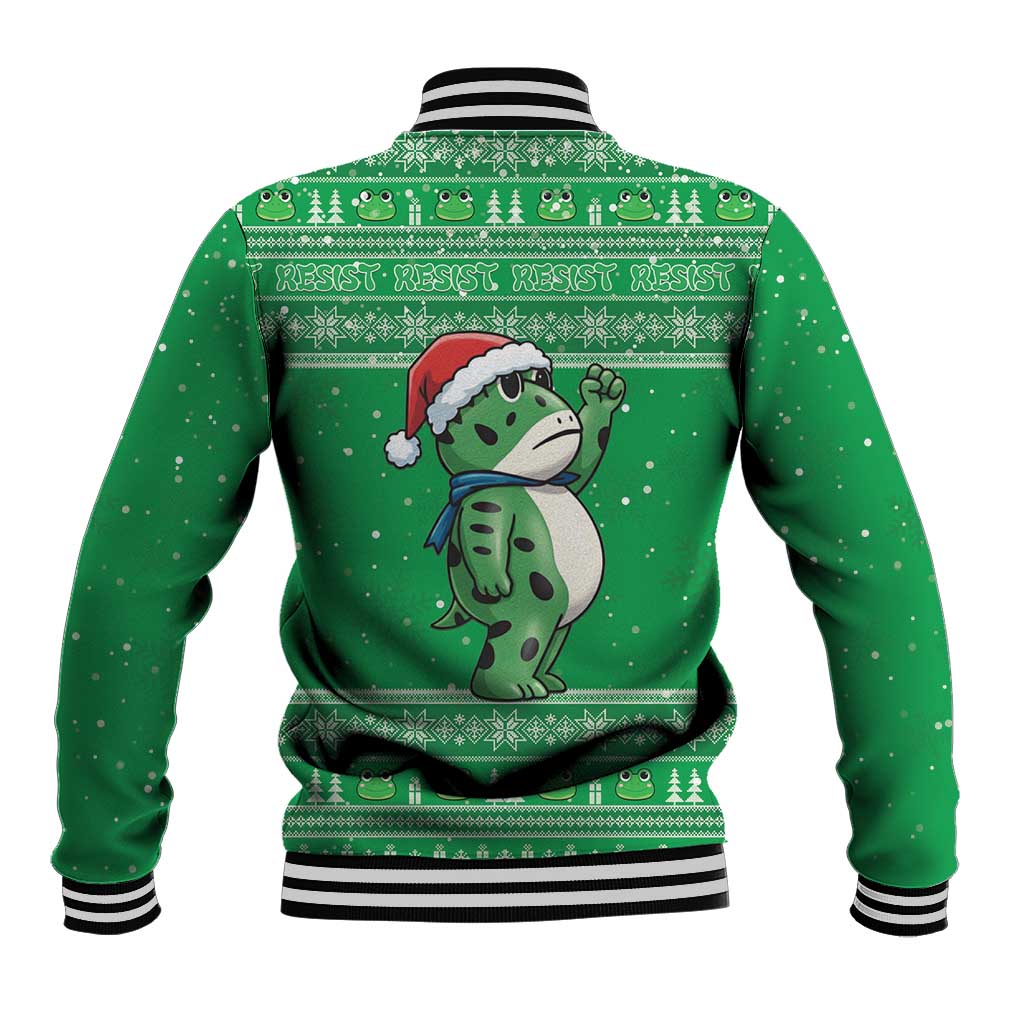 Funny Christmas Portland Frog Protest Baseball Jacket Merry Frog-mas - Wonder Print Shop