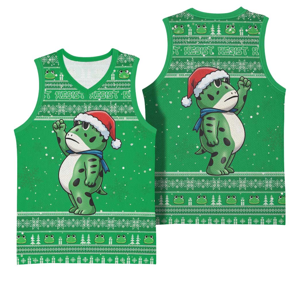 Funny Christmas Portland Frog Protest Basketball Jersey Merry Frog-mas - Wonder Print Shop