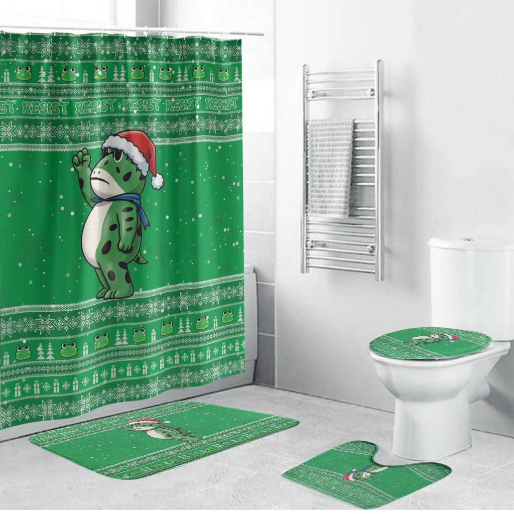 Funny Christmas Portland Frog Protest Bathroom Set Merry Frog-mas - Wonder Print Shop