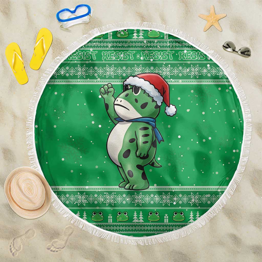 Funny Christmas Portland Frog Protest Beach Blanket Merry Frog-mas - Wonder Print Shop