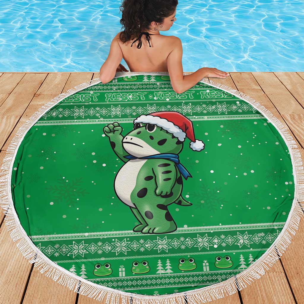 Funny Christmas Portland Frog Protest Beach Blanket Merry Frog-mas - Wonder Print Shop