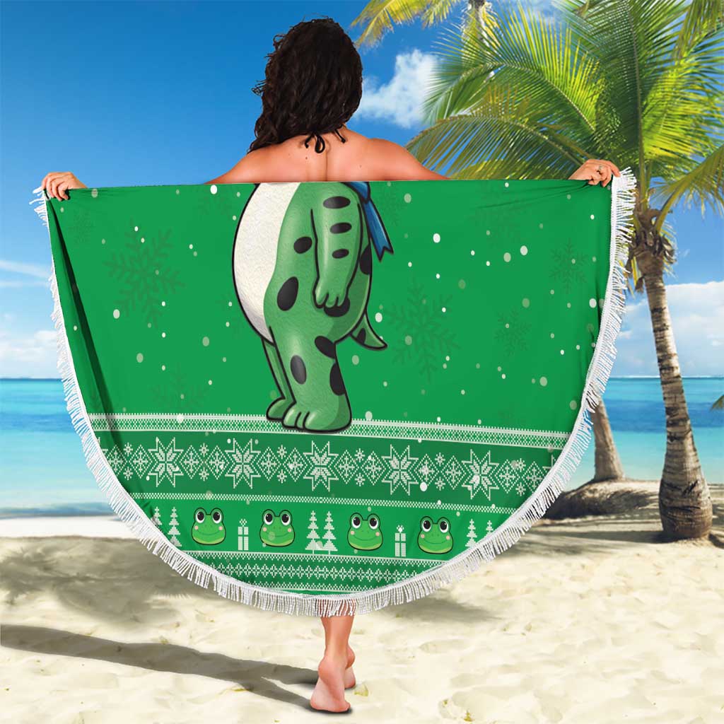 Funny Christmas Portland Frog Protest Beach Blanket Merry Frog-mas - Wonder Print Shop