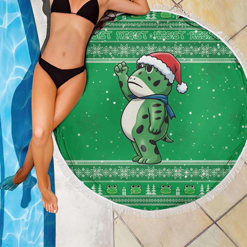Funny Christmas Portland Frog Protest Beach Blanket Merry Frog-mas - Wonder Print Shop