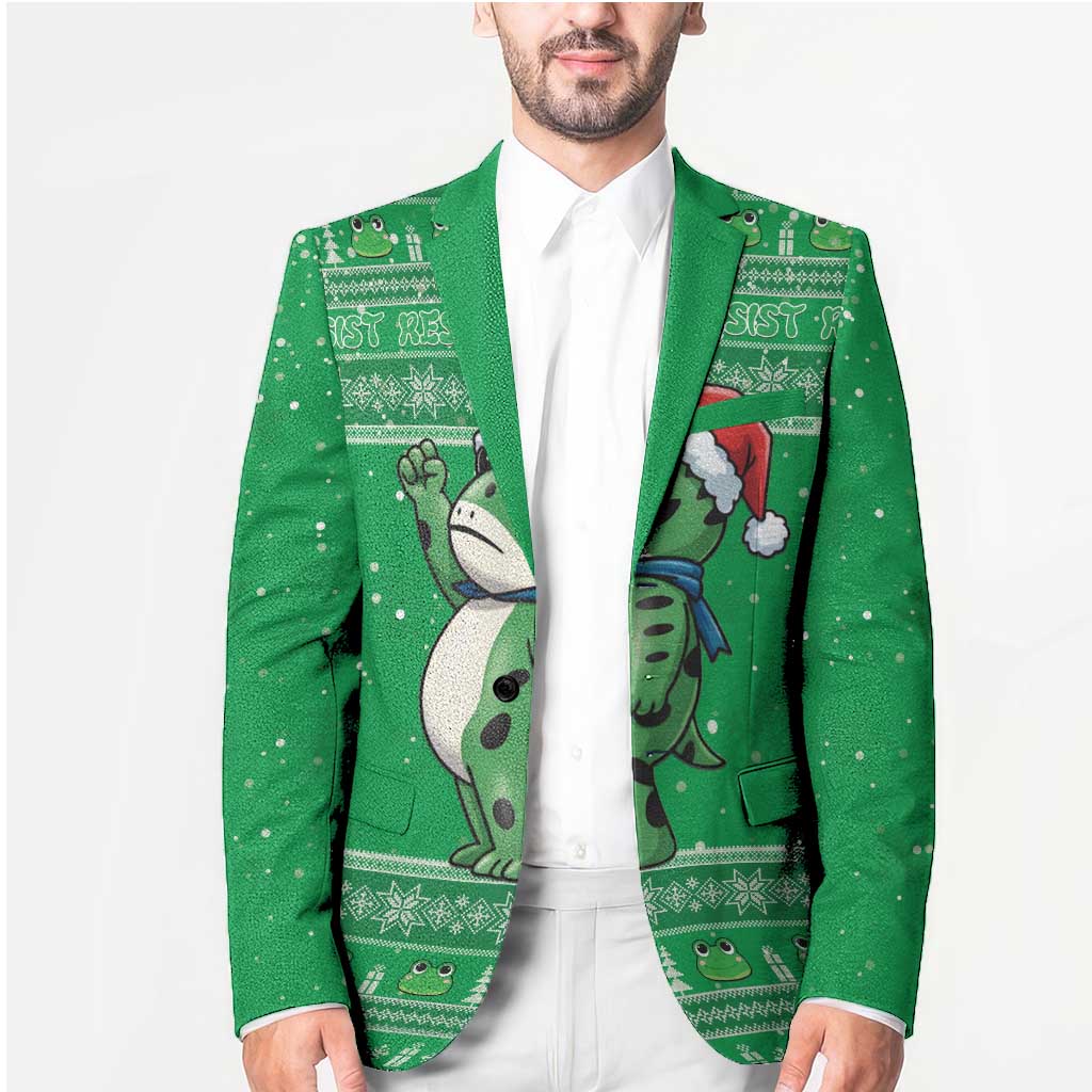Funny Christmas Portland Frog Protest Blazer Merry Frog-mas - Wonder Print Shop
