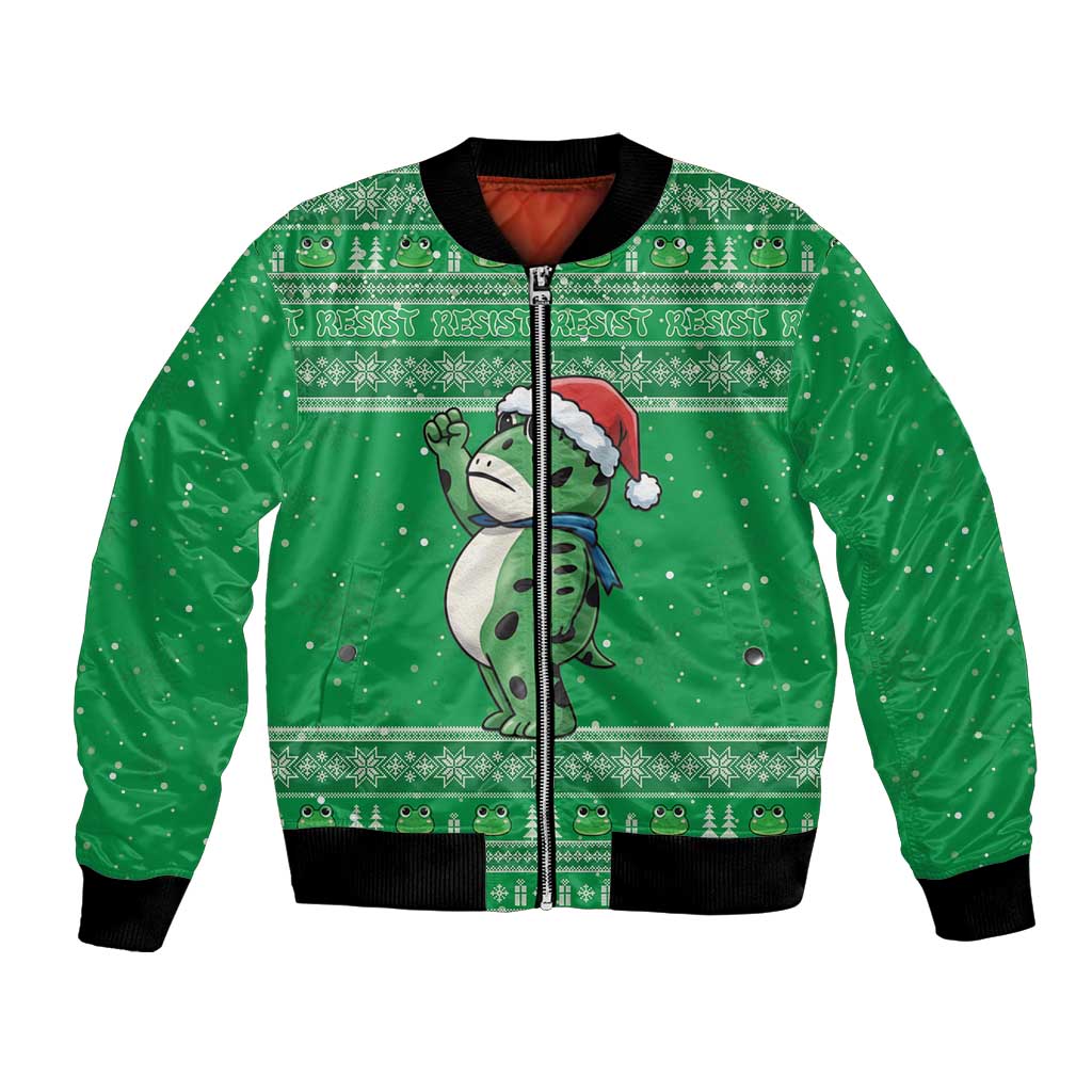 Funny Christmas Portland Frog Protest Bomber Jacket Merry Frog-mas - Wonder Print Shop